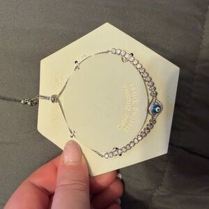 Rachel Zoe Silver Bracelet with Blue Evil Eye
